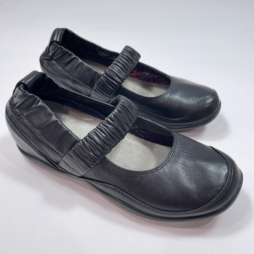 Dansko Shoes Womens 8.5 39 Chrissy Mary Jane Flats Black Leather Slip On Comfort